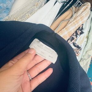 Zara Trafaluc Navy Blue Collar Crop Top